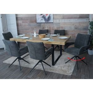 Lot de 6 chaises de salle &agrave; manger HWC-O78, chaise de cuisine, pivotante avec retour automatique, tissu/textile chenille (310 g/m&sup2;) &Ouml;ko-Texgris fonc&eacute; - Neuf