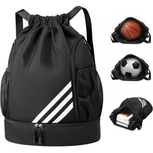 Sac de sport multifonctionnel à cordon de serrage pour la salle de sport, la natation, l¿école et plus encore - Noir - Neuf