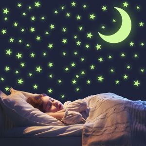 Eryi-462 Pcs Etoile Fluorescente Chambre Enfant Autocollants Stickers Phosphorescent Etoiles Et Lunes Pour Bébé Chambres D'enfants Fille Garcon Plafond Décoration Etoiles Phosphorescentes Plafond - Neuf
