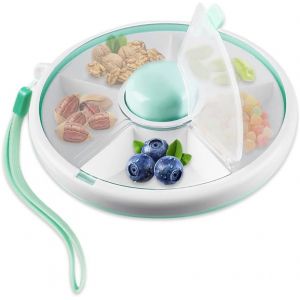 Boîte À Snack Spinner,Boîte À Goûter Rotatif,Boite Collation 5 Compartiments,Snack Box Enfant Avec Couvercle,Reusable Snack Container,Boite Compartiment Alimentaire Pour Bonbons,Fruits-Vert - Neuf