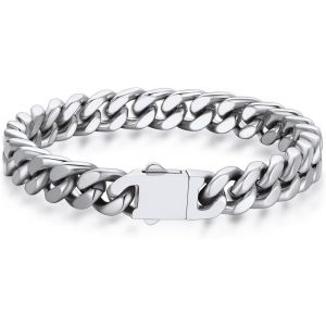 Eryi-Bracelet Homme Acier Inoxydablede 9 Mm De Large, Bracelet Argent/Or/Noir Homme Sélectionnable 19 À 23 Cm De Longue, Bijoux De Mode Accessoires De Bracelet Hip Hop Pour Hommes Garçons - Neuf