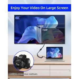 C&acirc;ble Enroul&eacute; 4K Micro Hdmi Vers Hdmi 2.2Ft, C&acirc;ble Hdmi Vers Micro Hdmi Spiral&eacute; &Agrave; Ressort, C&acirc;ble Court 2,0 4K@120Hz 18Gbps Pour Appareil Photo/Cam&eacute;scope/Hdtv/Tablette (Droite)[Z335] - Neuf