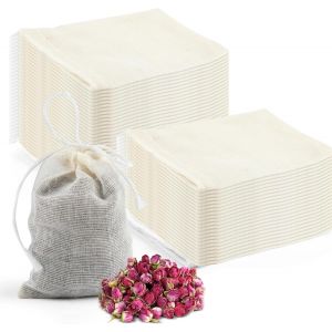 Mevronisshop-50 Pi&egrave;ces Pochon Tissu Avec Cordon De Serrage, 6 X 8cm Sacs En Lin R&eacute;utilisable, Petits Sacs En Coton Sachet &Agrave; Remplir Pour &Eacute;pices Th&eacute; Caf&eacute; Herbes Cuisine - Neuf