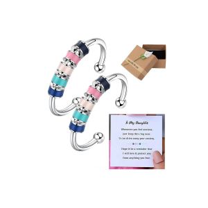 Lot De 2 Anneaux Anti-Stress Ajustables Pour Fille Avec Carte Message - Anneau Anti-Anxi&eacute;t&eacute; - Neuf