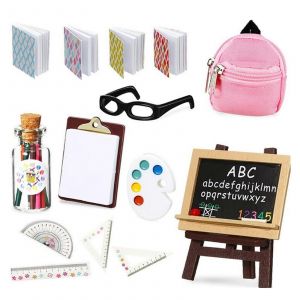 Comprend Mini Poup&eacute;e Sac &agrave; dos Lunettes Tableau Miniature Livres Papier Presse-papiers Crayon Poup&eacute;e R&egrave;gles Poup&eacute;e Poup&eacute;e Accessoires Filles - Neuf