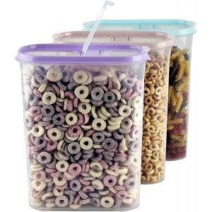 Tianyi-Lot De 3 Bo&icirc;tes En Vrac Pour C&eacute;r&eacute;ales U2013 Cornflakes U2013 Bo&icirc;tes De Conservation Pour Aliments U2013 Bo&icirc;tes De Conservation U2013 2 Couvercles &Agrave; Charni&egrave;re U2013 Empilables U2013 Passe - Neuf