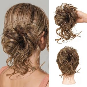 Mtuihfo Chignon Cheveux, Postiche Cheveux Naturel Boucl&eacute;s Extensions, Faux Chignon Synth&eacute;tique D&eacute;coiff&eacute; Pour Femmes Filles - Neuf