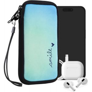 LORANKA-Housse de Protection pour Smartphone XL - 6,7/6,8"" - Sacoche de Protection pour T&eacute;l&eacute;phone Portable en N&eacute;opr&egrave;ne Smile Bleu-Turquoise - Neuf