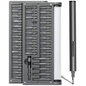 Mini tournevis &eacute;lectrique sans fil avec 55 embouts et accessoires - Neuf