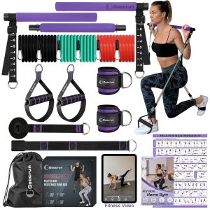 Ensemble De Barres De Pilates Et De Bandes De Résistance Avec Poignées,Salle De Sport Portable À Domicile-Livré Avec Des Affiches Et Des Vidéos De Fitness.[K1202] - Neuf