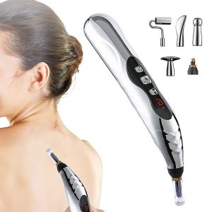 Stylo D'acupuncture &Eacute;lectrique &Agrave; 9 Niveaux Et 5 T&ecirc;tes De Massage Pour Soulager La Douleur Et Masser Le Corps - Neuf