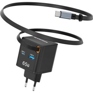 C269 Retractable Phone Charger, 65w Pd Fast Charger With Retractable Cable (26.3in) And Usb-A Type C Ports, Portable Charger Adapter For Iphone Ipad Smartphone Tablet - Neuf