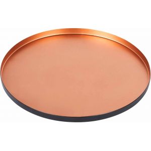 Checarzhn--No1-Orient & Mediterran Interior Plateau Rond Oriental En Métal Monaco 25 Cm, Plateau De Service, Couleur Extérieure Noir, Intérieur Cuivre, 25,5 Cm - Neuf