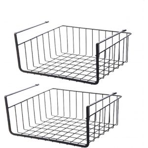 Eryi-2pcs Organisateur Panier Suspendu, Panier Etagère Suspendu Sous Etagère Panier De Rangement Pour Placards De Cuisine, Armoires, Étagères, Meubles Bas (Noir) - Neuf