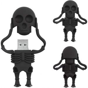 Clé USB noire de 32 Go forme de crâne de dessin animé,clé USB cool,cadeau magique - Neuf