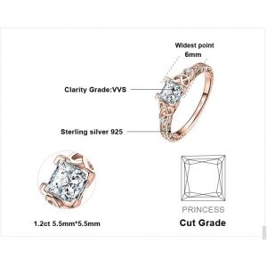 Tianyi-Celtique Noeud Bague De Fiançailles Femme Alliance, Vintage Princesse 1.2ct Zircone Cubique En Bague Argent 925 Mariage Promise Engagement Cadeau, Plaqué Or Jaune Or Rose Bijoux Femme - Neuf