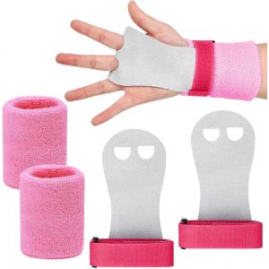Gants De Pr&eacute;hension Pour Enfants - Gants En Cuir Et Bandages De Poignet - Protection Paumes Pour Gymnastique/Barre(Rose,M) - Neuf
