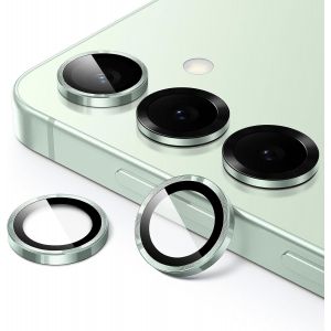 UUQ-Protection Objectif Cam&eacute;ra pour Samsung Galaxy S25 5G, &Eacute;tui Housse en Verre Tremp&eacute; 9H Anneau Individuel en M&eacute;tal, Plateau d'Installation Facile, HD Transparent, 1 S&eacute;rie (Vert D'eau) - Neuf