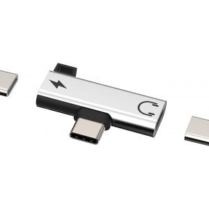 Thef-Adaptateur Usb C Jack(2en1)Dac Double Type-C Prise Vers Ecouteur Cable Écouteur Chargeur Adapter Audio Casque Compatible Pour Apple Iphone 15 Pro Max Plus Ipad Air Mini Samsung Huawei Xiaomi Aux - Neuf