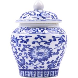 Eryi-Mini Pots À Gingembre En Porcelaine Bleue Et Blanche Avec Couvercle - Style Chinois Antique - Style Oriental - Décoration Et Rangement (Mini Branches) - Neuf