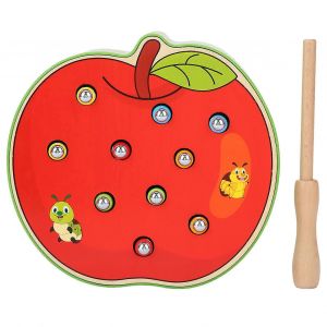 Jouets &eacute;ducatifs pour enfants en forme de fruits : jeux d'attrape-vers avec b&acirc;ton magn&eacute;tique (pomme) - Neuf