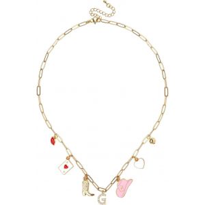 Kal-Collier À Breloques Initiales Or Pour Femmes, Cowgirl Occidentale Collier Pendentif Lettre Bottes De Cowboy Chapeau Collier Chaîne Trombone Tendance Cadeau De Bijoux - Neuf