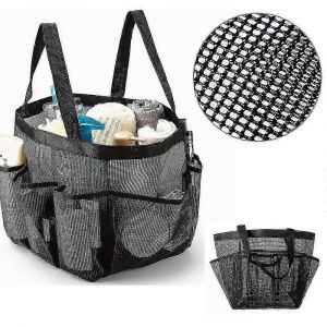 Sac de douche en maille portable Sac fourre-tout suspendu Trousse de toilette Filet de rangement Pochette d'organisateur - Neuf