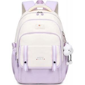 KALSC-Sac À Dos Fille Adolescent,Grande Capacité Cartable Fille Pour École Primaire College Lycée,Sac A Dos Scolaire Renforcé À La Mode Et Décontracté Avec Pendentif - Neuf