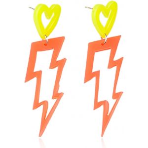 Chenquansarl-Robe N&eacute;on Pour Femme - Boucles D'oreilles R&eacute;tro Des Ann&eacute;es 80 Et 90 - Accessoire De Tenue De F&ecirc;te - Disco - Costume Moderne - Rave Wear - Neuf