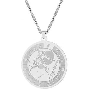 Kal-Collier Avec Pendentif Signe Du Zodiaque Pour Homme Et Femme - 12 Constellations - Acier Inoxydable - Astrologie - Cadeau D'anniversaire - Neuf