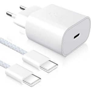25W Chargeur Usb C Ultra Rapide&iquest; Pd3.0 Prise Usb C Chargeur Telephone Type C Avec 60W Cable C Vers C, Adaptateur Secteur Usbc Fast Charger Compatible Avec Smartphone 16/15 Pro Max/Galaxy S25/S24 - Neuf