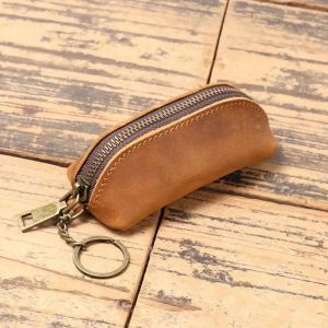 HUED-Porte-monnaie en cuir v&eacute;ritable, pochette Vintage &agrave; fermeture &eacute;clair, portefeuille r&eacute;tro, porte-carte de cr&eacute;dit, &eacute;tui pour cartes, porte-cl&eacute;s pour femmes, pochette de rangement-BROWN - Neuf