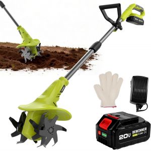 MEVRONISSHOP-Motobineuse &Eacute;lectrique, 20V Bineuse sans Fil avec Poign&eacute;e Mobile, Largeur &Oslash;20cm, Id&eacute;ale pour Petits Massifs et Potagers &iquest; 4.0Ah Batterie et Chargeur Incluse - Neuf