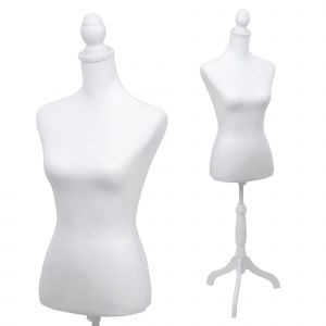 Mannequin de couture HWC-Q24, torse de mannequin de vitrine f&eacute;minin, en mousse, housse amovible, certifi&eacute; MVGblanc - Neuf