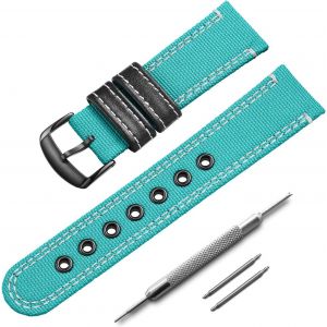 Kal-Bracelet De Montre De Sport Pour Homme En Nylon Et Acier Inoxydable - 22 Mm - Noir, Bleu, Gris, Kaki, Jaune - Neuf