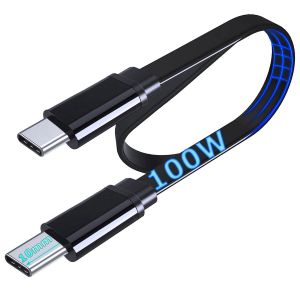 Thef-0.3m Plat Usb-C Vers Usb-C 100w Câble Charge Rapide Pour Iphone 15 Plus Pro Max | Galaxy S23 | Câble Type C [10mm Connecteur] Pour Blackview/Doogee/Ulefone/Oukitel Téléphone Incassable - Neuf