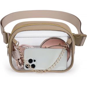 KALANKA-Sac banane transparent pour femme, approuvé par les stades imperméable en PVC transparent, marron - Neuf