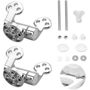 Charni&egrave;res de rechange pour si&egrave;ge de WC : charni&egrave;res de rechange en acier inoxydable avec syst&egrave;me d'abaissement automatique pour si&egrave;ge de WC, couvercle de toilette avec syst&egrave;me d'abaissement - Neuf