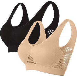 Padded Bras For Women Moderate Impact Plus Size Generous Chest Push-Up Seamless Breathable Yoga Running Crop Top.[F422] - Neuf