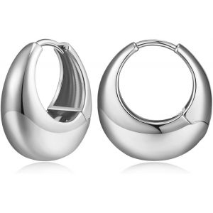 Kal-1paire Boucles D'oreilles Cerceau Pour Femmes Boucles D'oreilles Cerceau Ovales Boucles D'oreilles Cerceau &Eacute;pais Petit Cartilage Boucles D'oreilles Cerceau Plat Large Et &Eacute;pais - Neuf