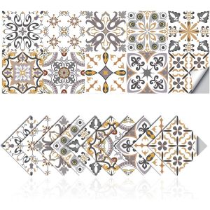SJZG-Autocollants Carrelage Adhesif Mural Stickers Carreaux De Mosa&iuml;que Imperm&eacute;able Pvc Auto-Adh&eacute;sif D&eacute;coration Maroc Style Simple Carreaux Autocollants, Bricolage Stickers Muraux (20,20X20Cm) - Neuf