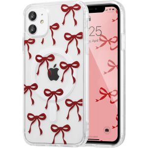 KALANKA-Coque Magn&eacute;tique pour iPhone 11 Compatible avec Recharge sans Fil, Transparent &Eacute;tui Housse de T&eacute;l&eacute;phone en Motif de Papillon Antichoc Bumper Cover pour Filles Femme, Vin Rouge - Neuf
