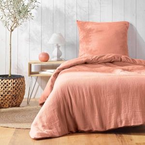 Ulteronixshop-Parure de Lit 2 Pi&egrave;ces (140 x 200 cm) Angelia Rose, Gaze de Coton Unie - Neuf