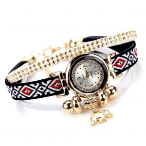 Duoya Femmes &Eacute;l&eacute;phant Pendentif D&eacute;coration Cadran Rond Bijoux Bracelet Montre-Bracelet Montre (Blanc) - Neuf