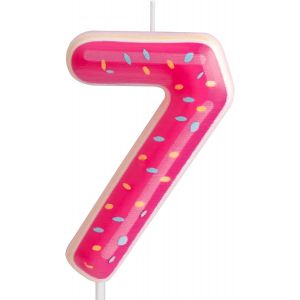 Eryi-Bougies D'anniversaire En Forme De Chiffre 7 Pour Fête D'anniversaire Sur Le Thème Des Beignets Roses Pour Bébé Fille Garçon Décoration De Gâteau D'anniversaire De Remise De Diplôme, - Neuf