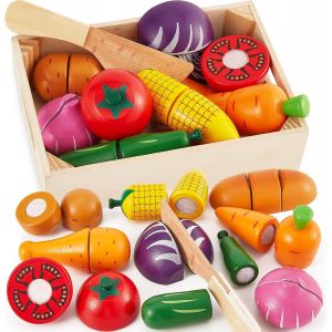 Jouet Légumes En Bois À Découper,Pain Cuisses Jeux De Cuisine Pour Enfants Jeu D'Imitation Education Cadeau Pour Garçons Filles 3 4 5 Ans - Neuf