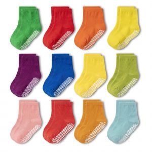 Chaussettes Antid&eacute;rapantes Pour B&eacute;b&eacute; Et Enfants Lot De 6 Ou 12 Paires En Coloris Vari&eacute;s. Semelle En Caoutchouc Antid&eacute;rapante &Agrave; Pois L&eacute;g&egrave;res Et Confortables Pour La Maison Et Les Activit&eacute;s Int&eacute;rieures - Neuf