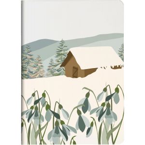 Un Carnet Cousu Motifs Perce-Neige/Jonquilles - A5 14,8x21 Cm 64 Pages Lign&eacute;es Papier Blanc 90g - Papier &Agrave; Grain - Collection La Vie En Vosges - 3 Visuels, Livr Al&eacute;atoire - Neuf