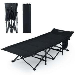 Lit De Camping Pliant 189 X 69 X 48 Cm Confortable Et Pratique Pour Usage Int&eacute;rieur Et Ext&eacute;rieur En Oxford Noir Helloshop26 20_0018057 - Neuf