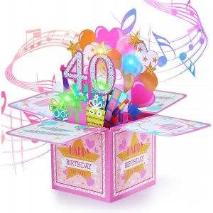 Carte Anniversaire Femme 40 Ans - Carte de Voeux Musicale 3D Pop Up, Cadeau de Joyeux d'Anniversaire Fille, Idéal Pour Les Maman, Ami, MèRe, S?Ur, Petite Amie, Compagnon, FêTe de Famille - Neuf